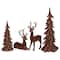 Glitzhome; Glitzhome® Brown Flocked Reindeer Christmas Table Décor Set; Category:Christmas Tabletop Decor; Image:2